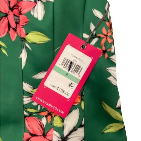 Vince Camuto Green Floral Scuba Knit Fit and Flare Dress Size 8 - Picture 10 of 12